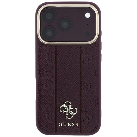 Guess iPhone 17 Pro Max/iPhone 18 Pro Max Deksel Stripe Peony 4G-logo burgunder