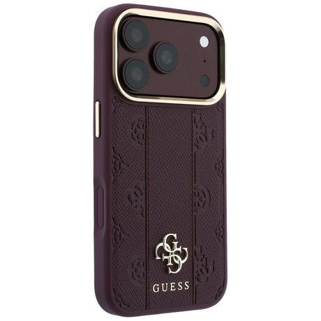 Guess iPhone 17 Pro Max/iPhone 18 Pro Max Deksel Stripe Peony 4G-logo burgunder