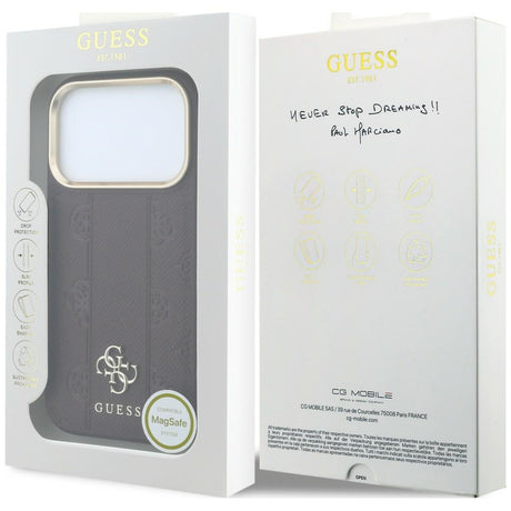 Guess iPhone 17 Pro Max/iPhone 18 Pro Max Deksel Stripe Peony 4G-logo burgunder