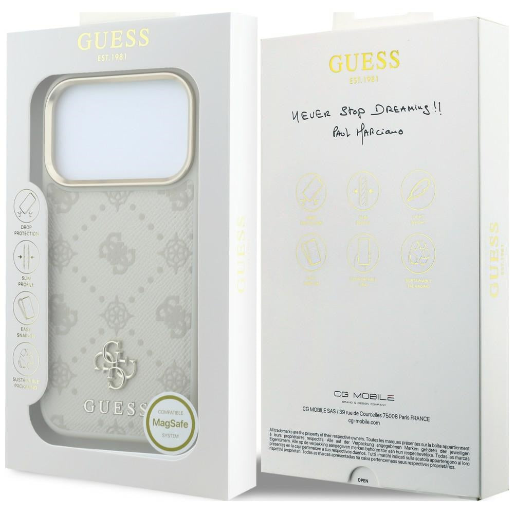 Guess iPhone 17 Pro/iPhone 18 Pro Deksel Stripe Peony 4G Logo Beige