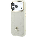 Guess iPhone 17 Pro Max/iPhone 18 Pro Max Deksel Stripe Peony 4G Logo Beige