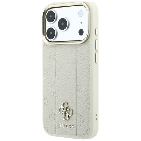 Guess iPhone 17 Pro Max/iPhone 18 Pro Max Deksel Stripe Peony 4G Logo Beige