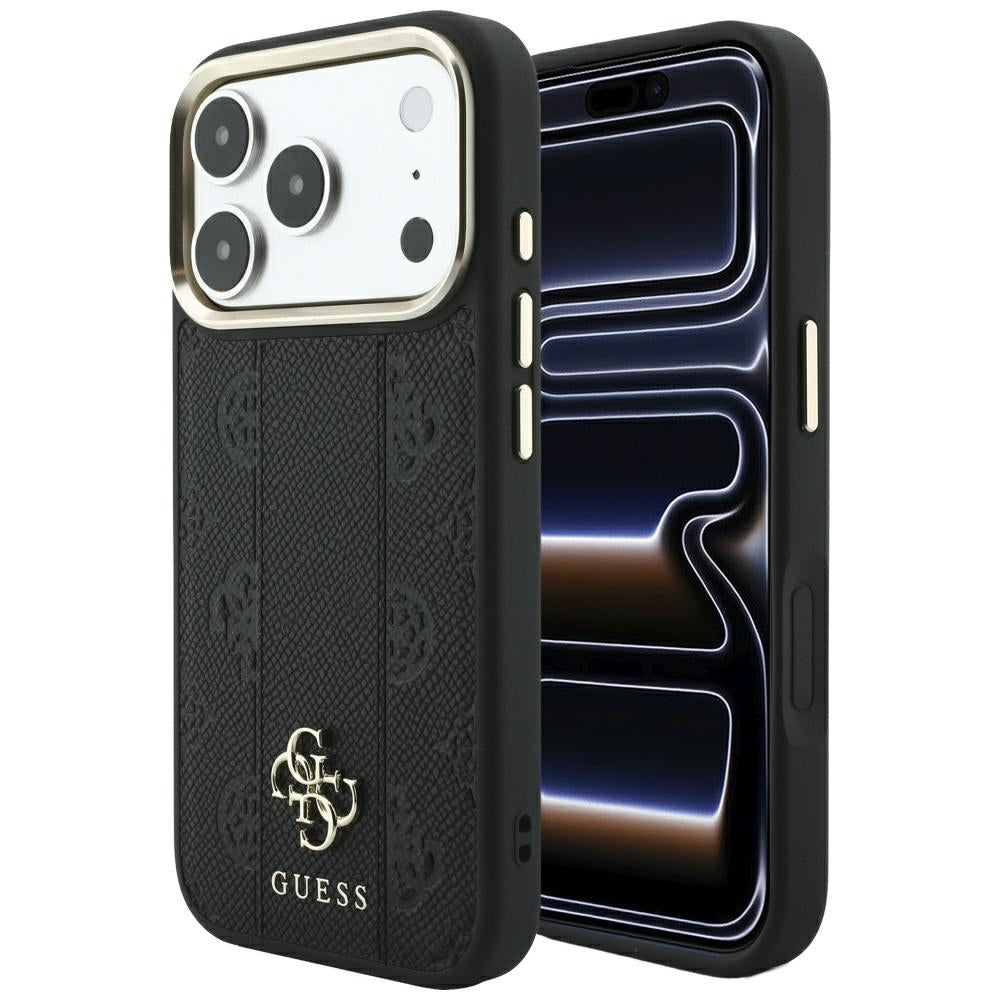 Guess iPhone 17 Pro Max/iPhone 18 Pro Max Deksel Stripe Peony 4G Logo Svart