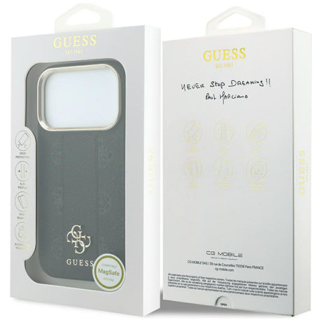 Guess iPhone 17 Pro Max/iPhone 18 Pro Max Deksel Stripe Peony 4G Logo Svart