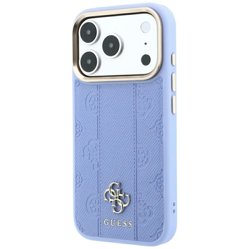 Guess iPhone 17 Pro Max/iPhone 18 Pro Max Deksel Stripe Peony 4G Logo Blå