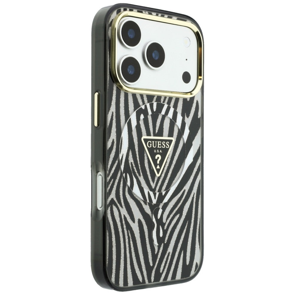 Guess iPhone 17 Pro/iPhone 18 Pro Deksel Zebra Glitter Sølv