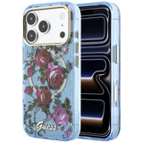 Guess iPhone 17 Pro/iPhone 18 Pro Deksel Glitter Blossom Roses Blå