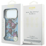Guess iPhone 17 Pro/iPhone 18 Pro Deksel Glitter Blossom Roses Blå