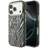 Guess iPhone 17 Pro Max/iPhone 18 Pro Max Deksel Zebra Glitter Sølv