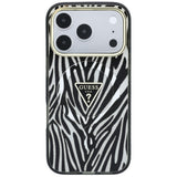 Guess iPhone 17 Pro Max/iPhone 18 Pro Max Deksel Zebra Glitter Sølv