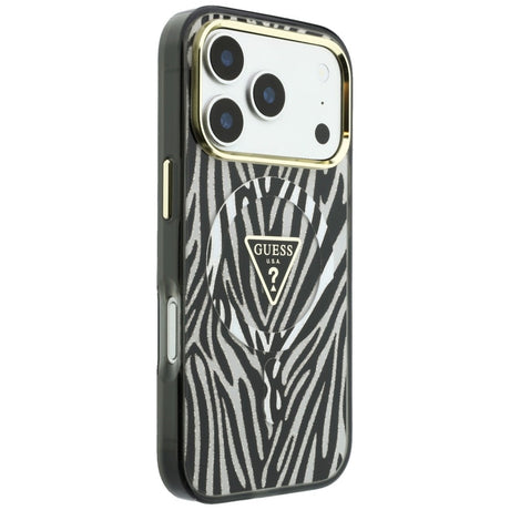 Guess iPhone 17 Pro Max/iPhone 18 Pro Max Deksel Zebra Glitter Sølv