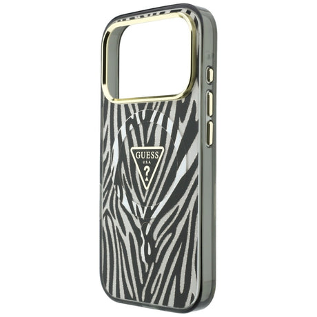 Guess iPhone 17 Pro Max/iPhone 18 Pro Max Deksel Zebra Glitter Sølv