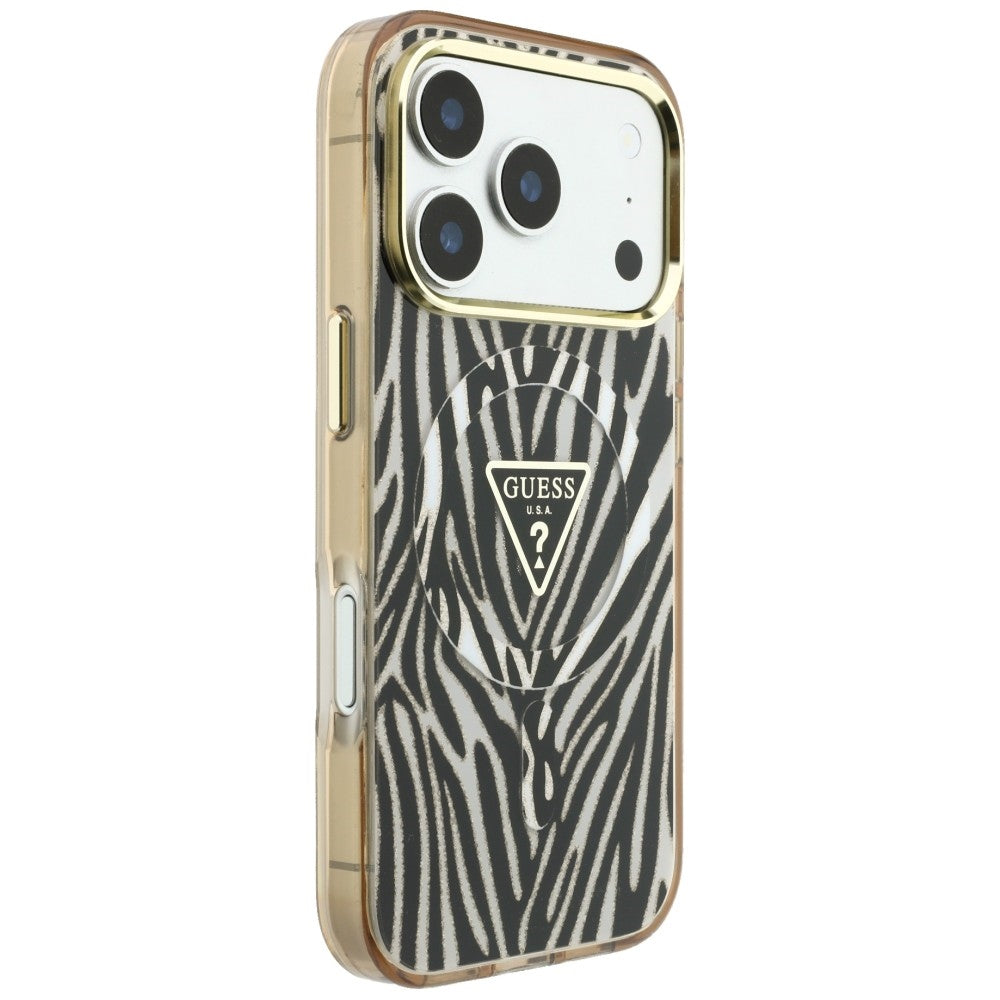 Guess iPhone 17 Pro/iPhone 18 Pro Deksel Zebra Glitter Gull