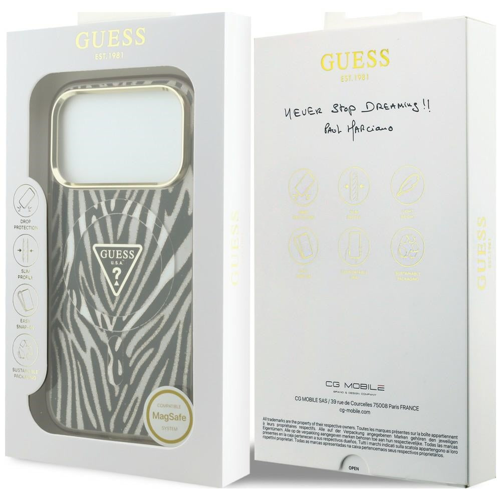 Guess Deksel iPhone 17 Pro Max/iPhone 18 Pro Max Zebra Glitter Gull