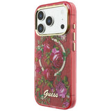 Guess iPhone 17 Pro Max/iPhone 18 Pro Max Deksel Glitter Blossom Roses Burgundy
