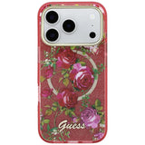 Guess iPhone 17 Pro Max/iPhone 18 Pro Max Deksel Glitter Blossom Roses Burgundy