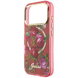 Guess iPhone 17 Pro Max/iPhone 18 Pro Max Deksel Glitter Blossom Roses Burgundy