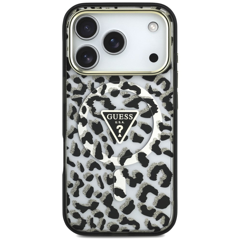 Guess iPhone 17 Pro/iPhone 18 Pro Deksel Leopard Glitter Svart