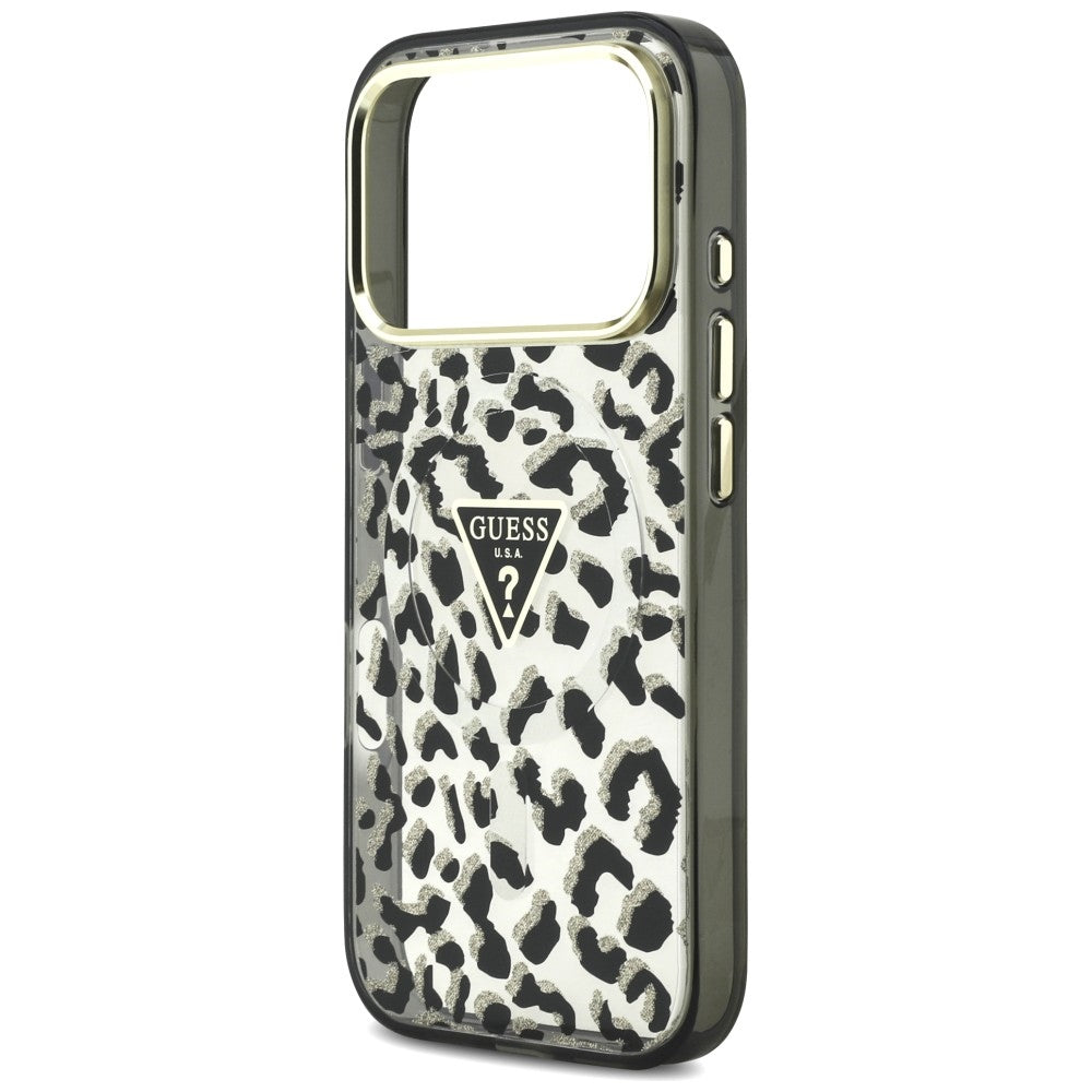 Guess iPhone 17 Pro/iPhone 18 Pro Deksel Leopard Glitter Svart