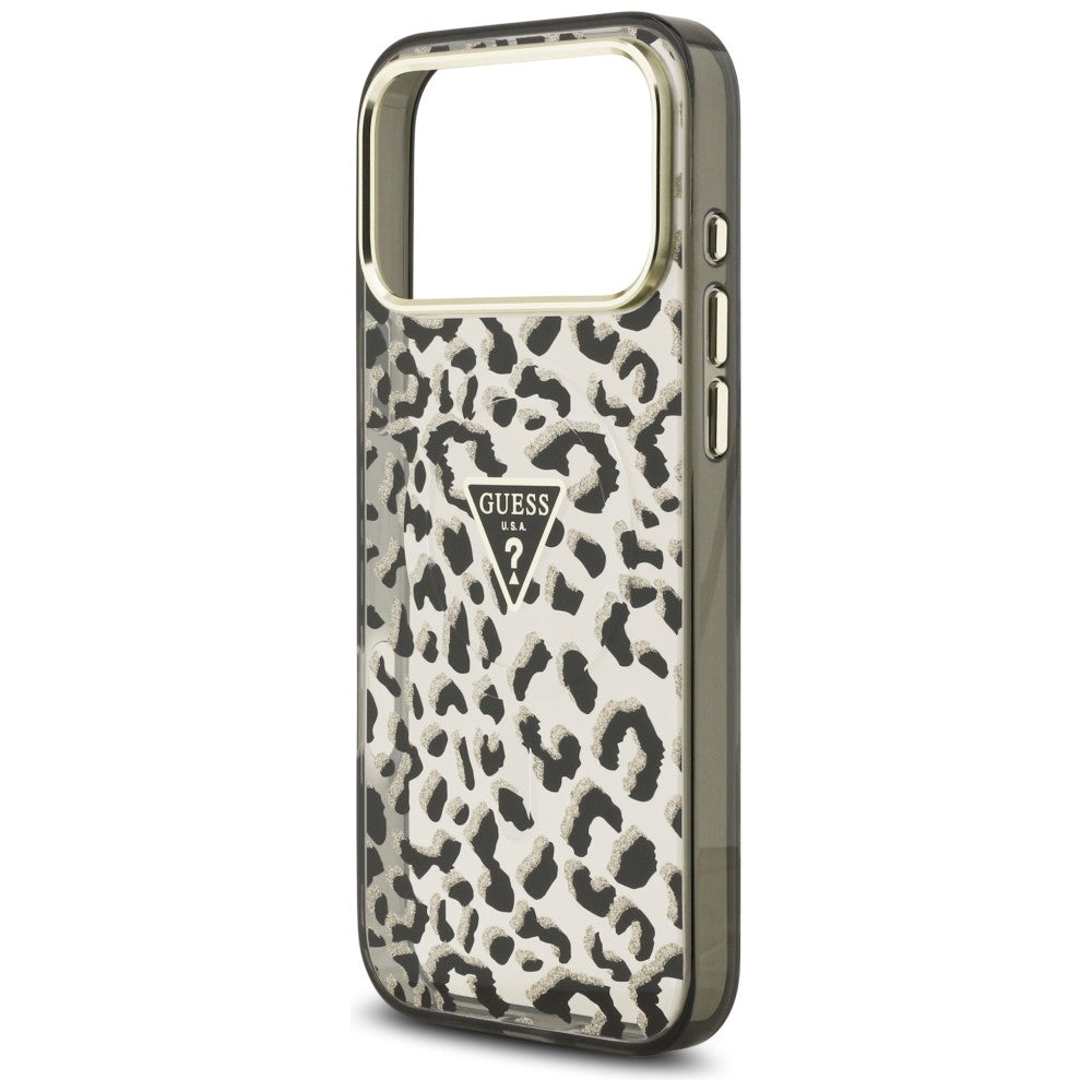 Guess iPhone 17 Pro Max/iPhone 18 Pro Max Deksel Leopard Glitter Svart