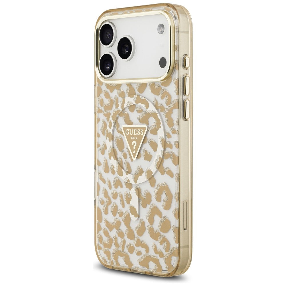Guess iPhone 17 Pro Max/iPhone 18 Pro Max Deksel Leopard Glitter Brun