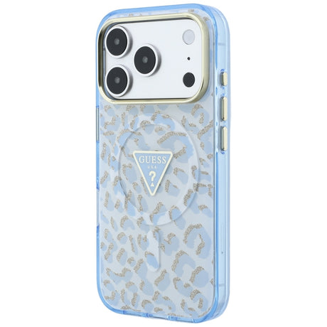Guess iPhone 17 Pro/iPhone 18 Pro Deksel Leopard Glitter Blå