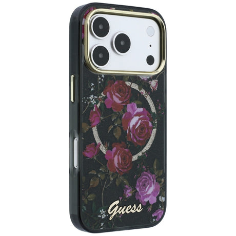 Guess iPhone 17 Pro/iPhone 18 Pro Deksel Glitter Blossom Roses Svart