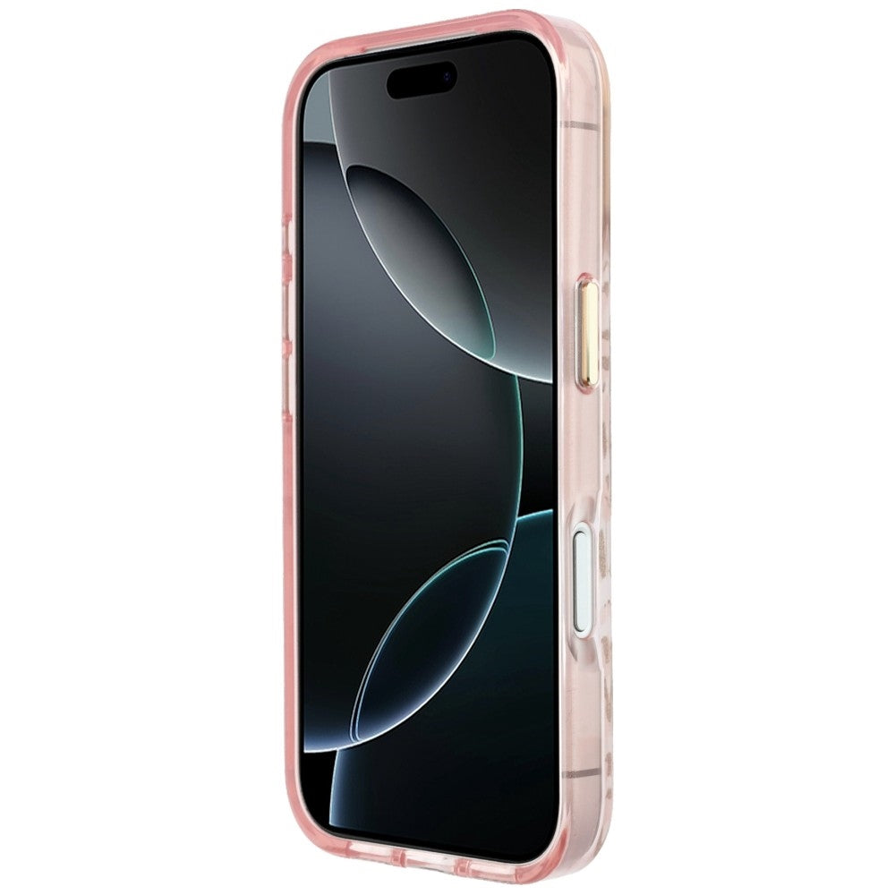 Guess iPhone 17 Pro/iPhone 18 Pro Deksel Leopard Glitter Rosa