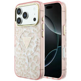 Guess iPhone 17 Pro Max/iPhone 18 Pro Max Deksel Leopard Glitter Rosa