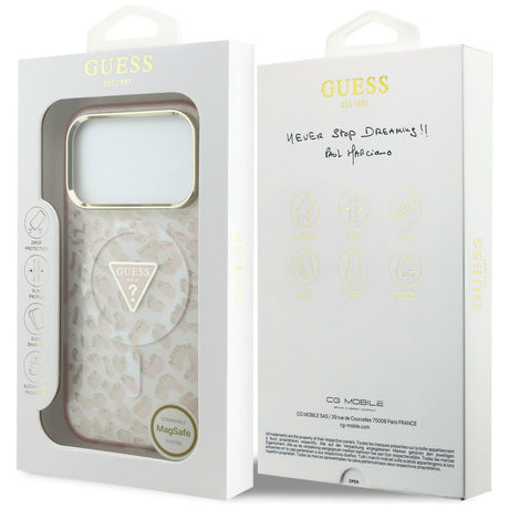 Guess iPhone 17 Pro Max/iPhone 18 Pro Max Deksel Leopard Glitter Rosa