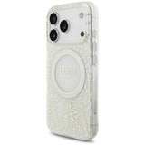Guess iPhone 17 Pro/iPhone 18 Pro Deksel galvaniserte blomster perlesnor Hvit