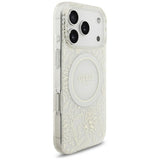 Guess iPhone 17 Pro/iPhone 18 Pro Deksel galvaniserte blomster perlesnor Hvit