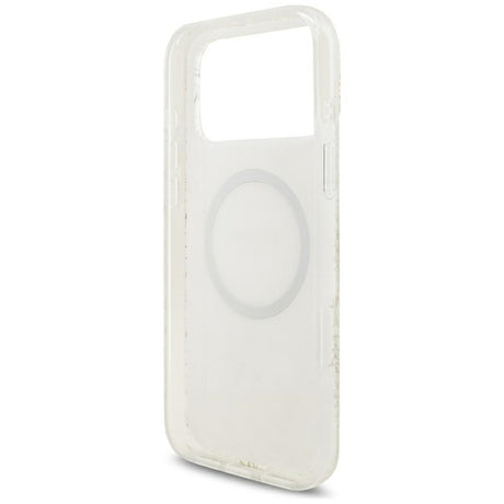 Guess-deksel til iPhone 17 Pro Max/iPhone 18 Pro Max med galvaniserte blomster, perlerem og Hvit