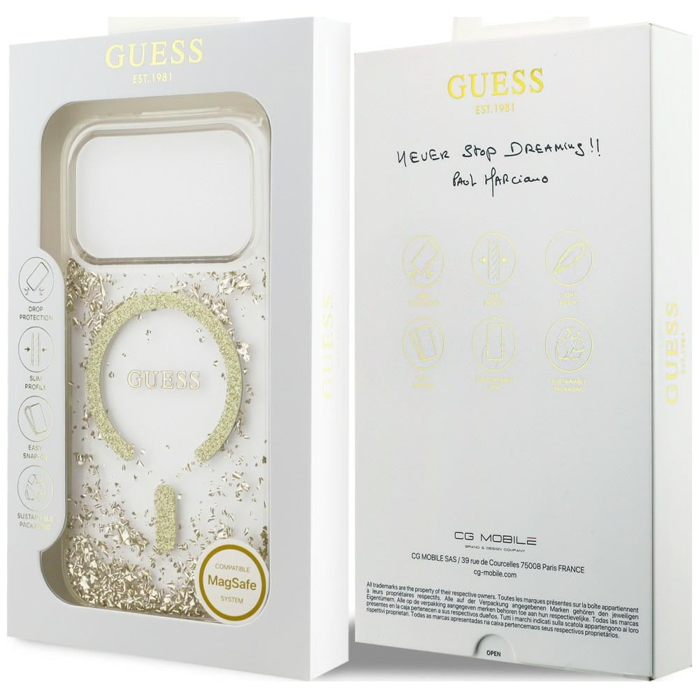 Guess iPhone 17 Pro/iPhone 18 Pro Deksel Resin Glitter Gull