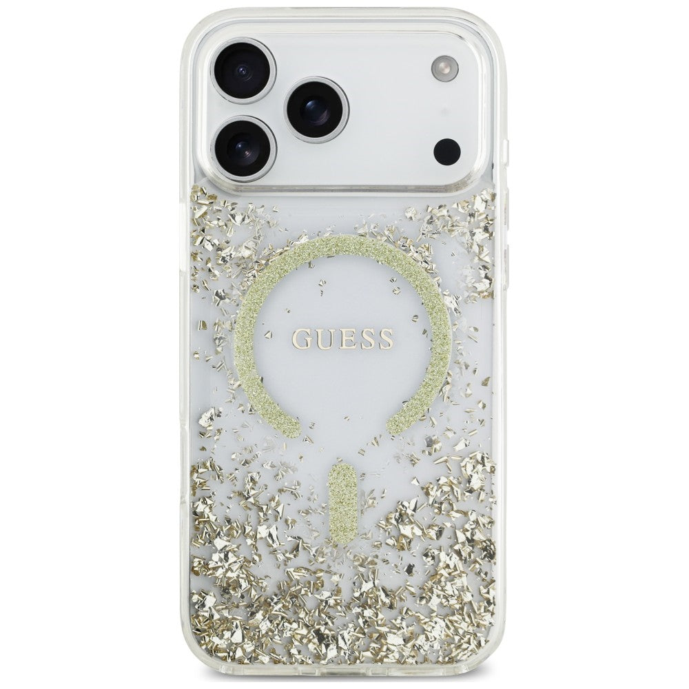 Guess iPhone 17 Pro Max/iPhone 18 Pro Max Deksel av harpiks med glitter Gull