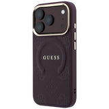 Guess iPhone 17 Pro/iPhone 18 Pro Deksel Saffiano Peony preget MagSafe Burgundy