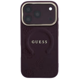 Guess iPhone 17 Pro/iPhone 18 Pro Deksel Saffiano Peony preget MagSafe Burgundy