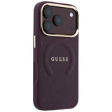 Guess iPhone 17 Pro/iPhone 18 Pro Deksel Saffiano Peony preget MagSafe Burgundy