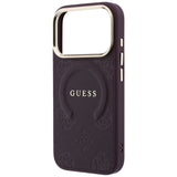 Guess Deksel til iPhone 17 Pro Max/iPhone 18 Pro Max, Saffiano Peony preget MagSafe, burgunder