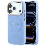 Guess Deksel iPhone 17 Pro Max/iPhone 18 Pro Max Saffiano Peony preget MagSafe Blå