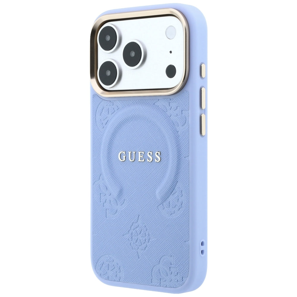 Guess Deksel iPhone 17 Pro Max/iPhone 18 Pro Max Saffiano Peony preget MagSafe Blå