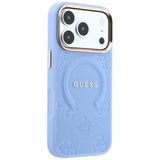 Guess Deksel iPhone 17 Pro Max/iPhone 18 Pro Max Saffiano Peony preget MagSafe Blå