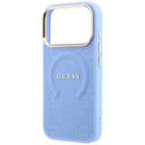 Guess Deksel iPhone 17 Pro Max/iPhone 18 Pro Max Saffiano Peony preget MagSafe Blå