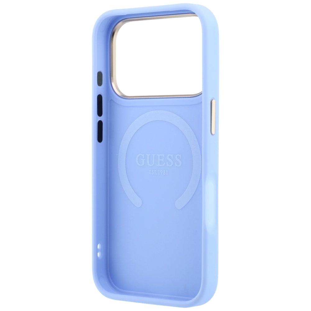 Guess Deksel iPhone 17 Pro Max/iPhone 18 Pro Max Saffiano Peony preget MagSafe Blå