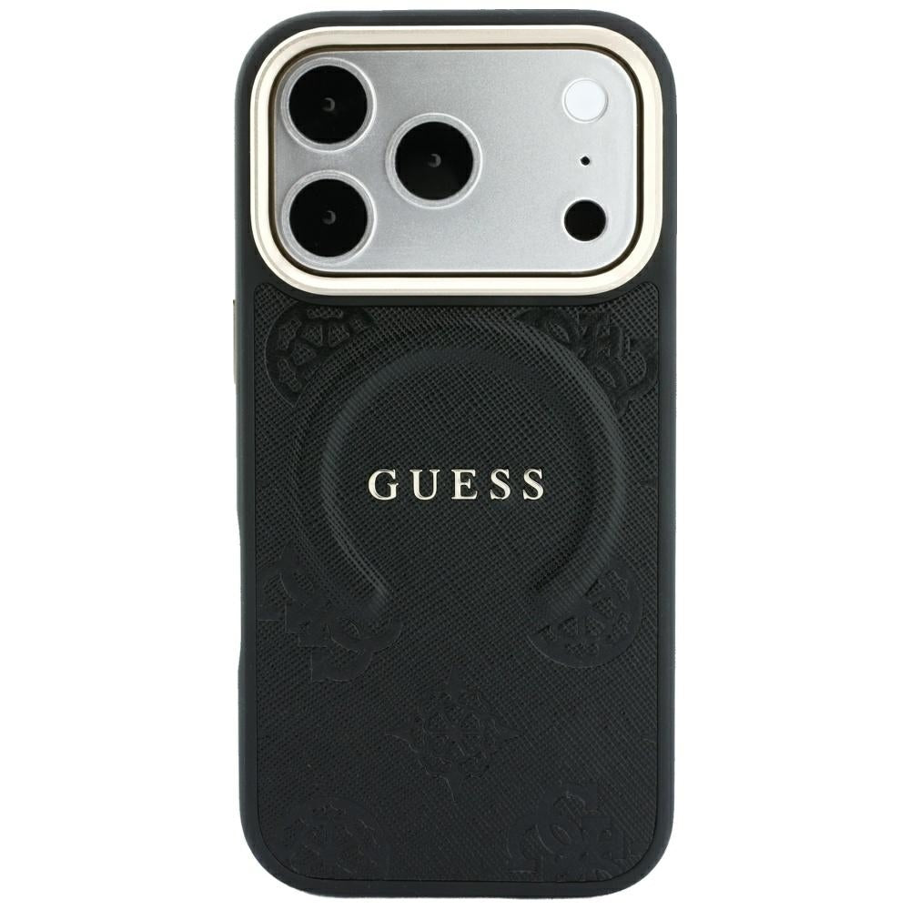 Guess iPhone 17 Pro/iPhone 18 Pro Deksel Saffiano Peony preget MagSafe Svart