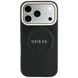 Guess iPhone 17 Pro/iPhone 18 Pro Deksel Saffiano Peony preget MagSafe Svart