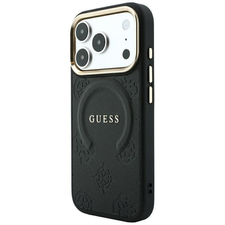 Guess iPhone 17 Pro Max/iPhone 18 Pro Max Deksel Saffiano Peony preget MagSafe Svart