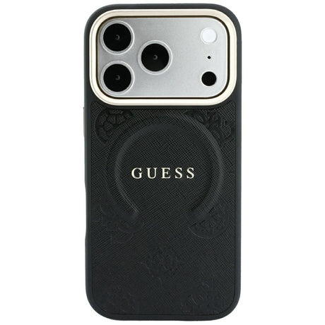 Guess iPhone 17 Pro Max/iPhone 18 Pro Max Deksel Saffiano Peony preget MagSafe Svart