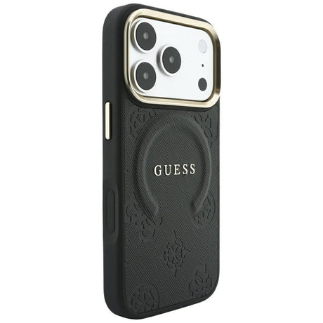 Guess iPhone 17 Pro Max/iPhone 18 Pro Max Deksel Saffiano Peony preget MagSafe Svart