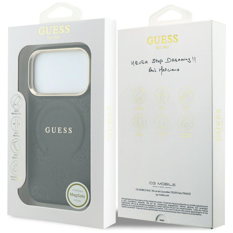 Guess iPhone 17 Pro Max/iPhone 18 Pro Max Deksel Saffiano Peony preget MagSafe Svart